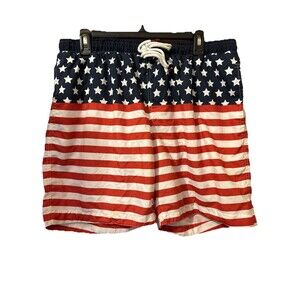 Kinnly Men’s Patriotic Swim Trunks USA Size XL Drawstring Mesh Liner 7” Inseam